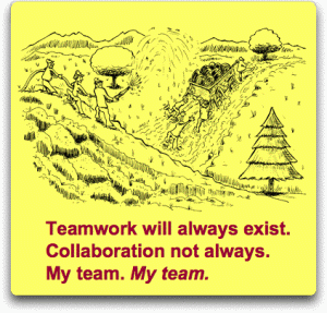 square wheels image of Teamwork interdepartmental collaboration Haiku