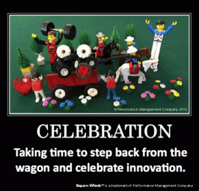 Square Wheels LEGO Poster image about celebrating success