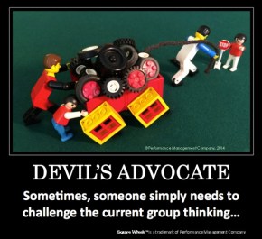Square Wheels LEGO Poster image about Devil's Advocate Thinking