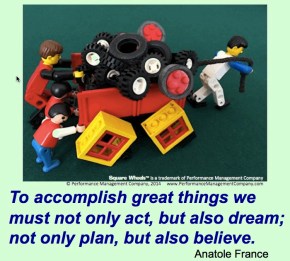 A Square Wheels image using LEGO of a quote, by Scott Simmerman
