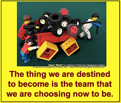 A Square Wheels LEGO Poster on teamwork and destiny