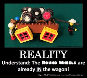 Square Wheels LEGO Poster of the reality of improvement