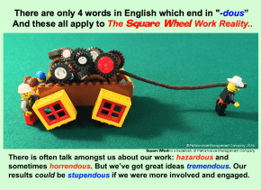 A Square Wheels illustration about word endings